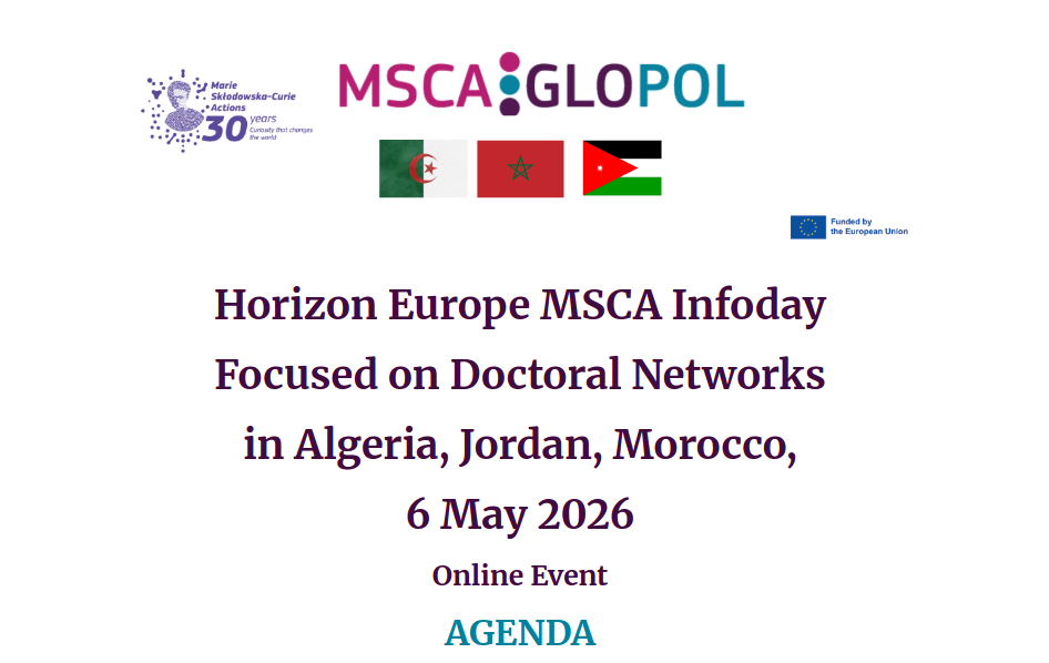 Upcoming Online Event – MSCA Doctoral Networks Info Day to boost institutional participation from Algeria and Jordan – 6 May 2026